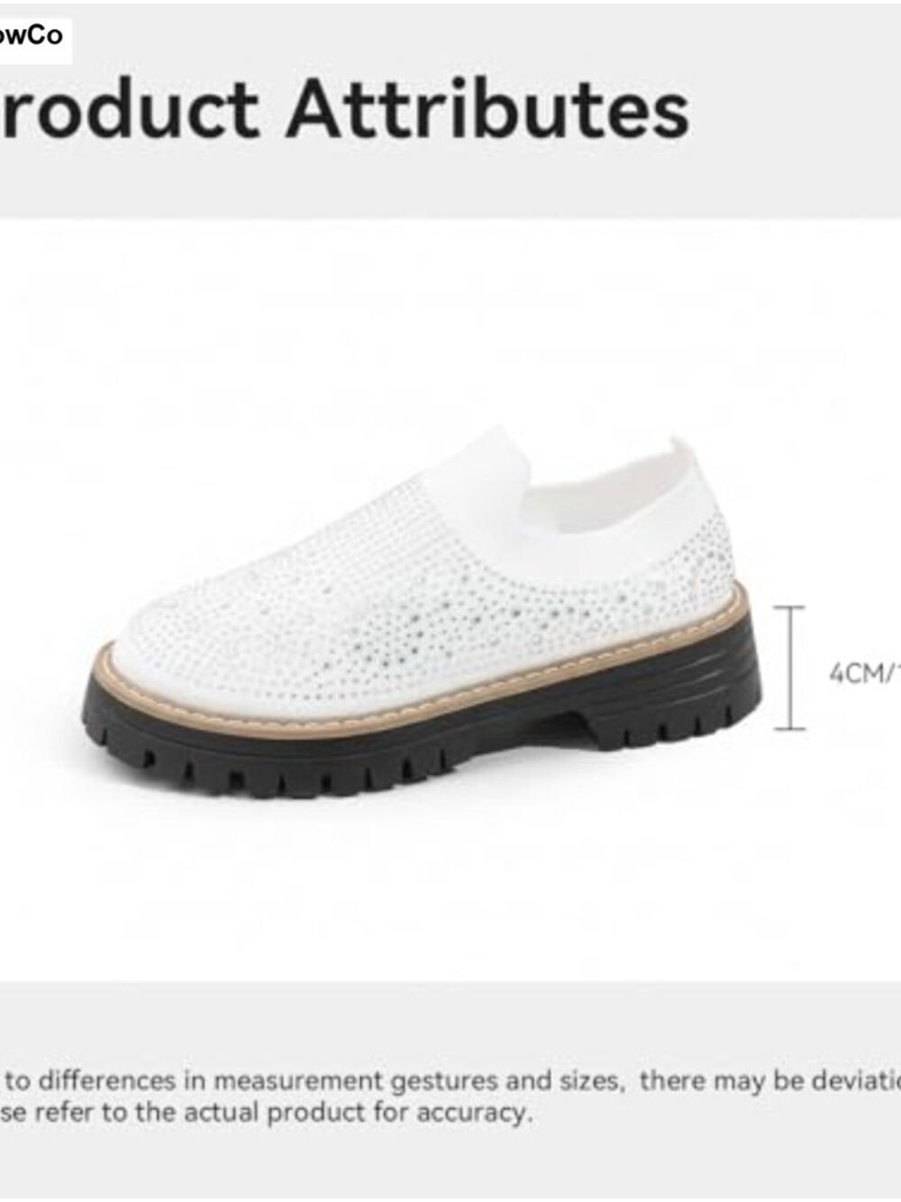 Knit Rhinestone Platform Sock Sneakers Breathable Slip On Lug Sole Loafers - Picture 4 of 6